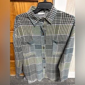 First Love Black and Gray Patterned Shacket